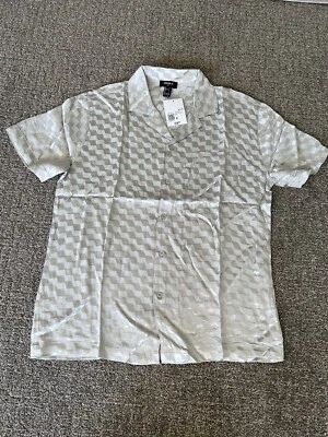Forever 21 Para Hombre Metálico Brillante Rayón Manga Corta Abotonada Talla XXL Foto 1 de 3