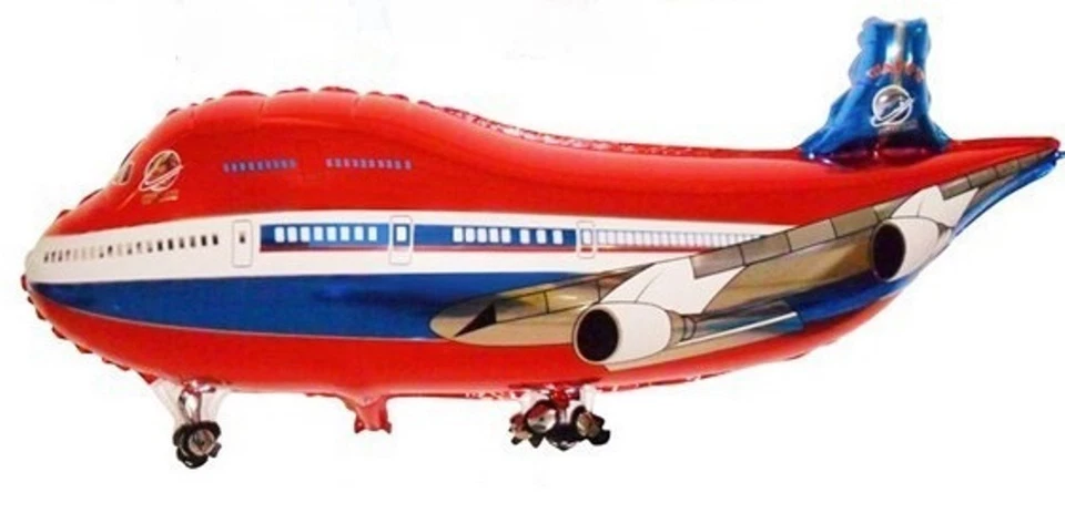 Red Airplane Balloon 32" Birthday Boy Party foil mylar jet airline bon voyage Foto 1 de 1