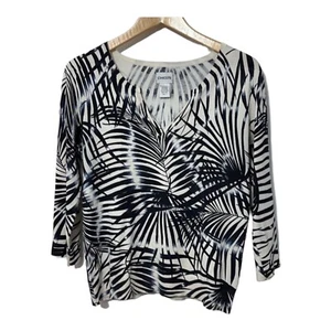 Chicos Womens Silk Blend Knit Shirt Size 1 Sm Business Casual Office Work - Picture 1 of 5