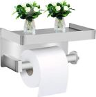 Toilettenpapierhalter Ohne Bohren mit Ablage Edelstahl Rollenhalter NEU