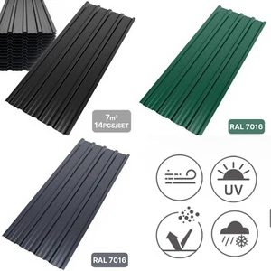 Mondeer 14 x Metal Roof Sheets Galvanized Panels Corrugated Roofing Garage Shed - Picture 1 of 28