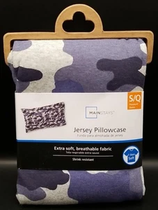 Mainstays Teen 150 GSM ~Blue Camouflage~ Cotton Blend Jersey Pillowcase S/Q 1PK - Picture 1 of 3