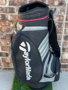 Taylormade Staff Tour Cart Golf Bag Black Gray White Red Strap 6 Way EUC - Picture 1 of 7