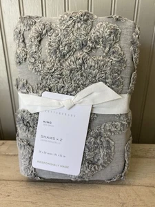 BRANDNEU Pottery Barn Renee Satin King Bettdeckenbezüge ~ grau ~ 2er Set - Bild 1 von 9