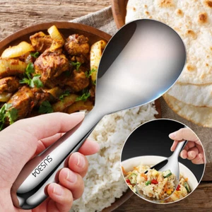 Large Soup Spoons Soup Ladle Rice Serving Spoon Table Spoon Stainless Steel - Picture 1 of 12