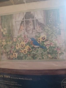 Sunset Crewel "Curious Trio" Cats # 11112 Package Opened - Picture 1 of 4