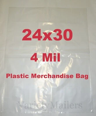 4 bolsas de plástico GRANDES 24""x 30"" resistentes 4 mil bolsas de almacenamiento EXTRA GRUESAS 24x30 Foto 1 de 4