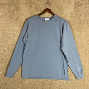 Champion Tee Shirt Mens Size Large Blue Athleticwear Long Sleeve Crewneck Cotton - Picture 1 of 9