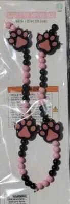 Light Up Necklace  Pink and Black Cat Paws.  32 inches long  Ages 6+  NEW - Image 1 of 4