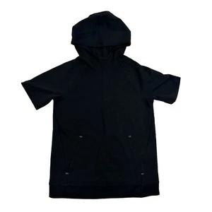 Old Navy Active Black Dynamic Fleece Hooded Pullover Shirt S/S Stretch L 10-12 - Picture 1 of 8