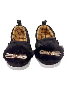 Infant Girls Black & Gold Heart Kitty Cat Mary Jane Casual Shoes - Picture 1 of 1