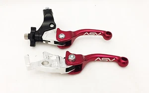 ASV F3 Shorty Red Front Brake Clutch Perch Levers Pair Pack Suzuki LTZ 400 Z400 - Picture 1 of 5