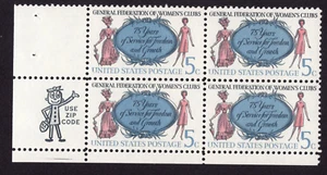 Scott #1316 Federation Women's Clubs 5¢ Zip Block of 4 Stamps - MNH - Picture 1 of 1