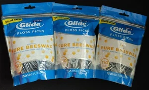 (3) Bolsas Oral-B Glide infundidas con cera de abejas suave pura 150 púas de hilo dental como nuevas - Imagen 1 de 3