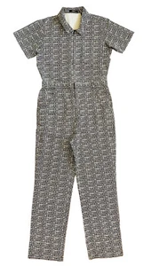 OBEY 1989 Jumpsuit Block Party Zip-Front Kurzarm schwarz weiß Print Baumwolle M - Bild 1 von 13