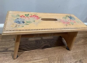 Cute Wood Floral Foot Step Stool kitchen bathroom Sink child Kid - Picture 1 of 5