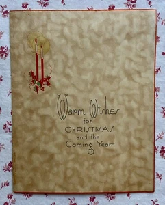 Tarjeta de felicitación vintage de velas navideñas art deco inglesas de Raphael Tuck & Sons - Imagen 1 de 6