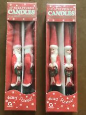 Santa Candles Christmas Amscan 10" Sculpted (Set of 4) Hand Painted in Package