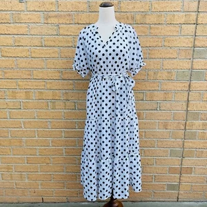 MINX & MOSS BNWT White Black Spot MIDI Dress Size 10 Casual Event Party Work - Picture 1 of 7
