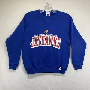 Vintage Russell Athletic Sweatshirt YOUTH Medium University Of Kansas Jayhawks - Picture 1 of 20