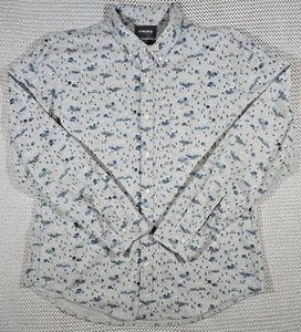 Bonobos Button Down Shirt Men Sz XL Grey Blue Pine Tree Slim Fit Long Sleeve AOP - Picture 1 of 8