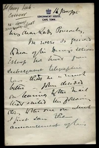 1895 Sir Henry Loch, Governor of the Cape, letter to Mary Ponsonby, re Sir Henry - Picture 1 of 4
