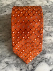 Countess Mara Men's 100% Silk Handmade Orange Checker Print Tie~3.75 J182 - Picture 1 of 6