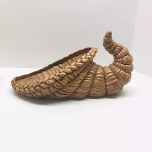 "Centro de mesa de acción de gracias firmado 1986 de arcilla Cornucopia vintage grande 15""" - Imagen 1 de 12