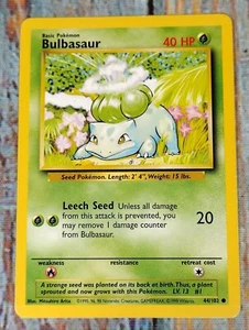 Pokemon Card Bulbasaur 44/102 Base Set Basic Common 1999 (#1) - Picture 1 of 4