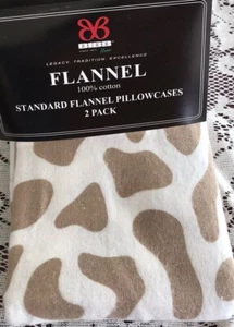 BIBB Home STANDARD Flannel Pillowcases Set OF 2 TAN SPOTS Size 20x30” New - Picture 1 of 8