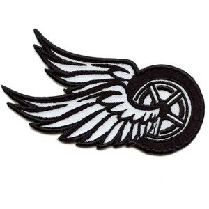 Bike Wheel Wings Patch Ride Culture Biker Embroidered Iron On - Picture 1 of 2