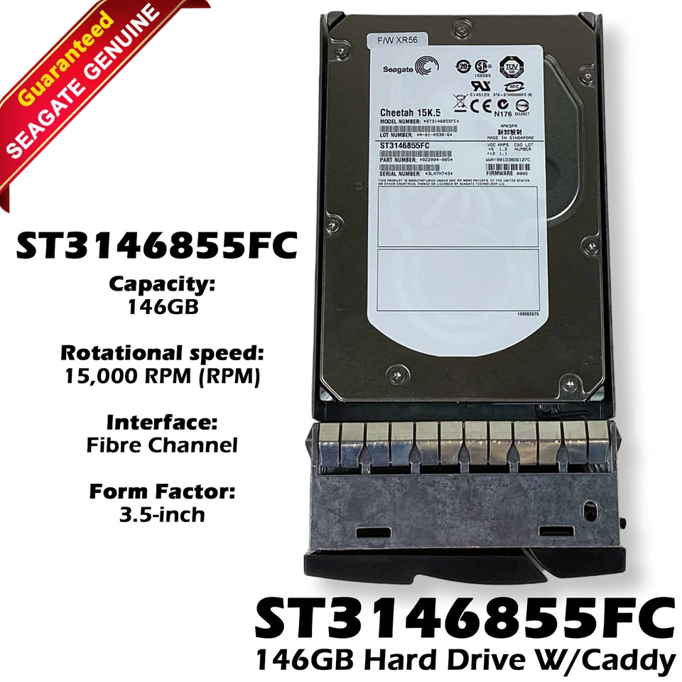 Seagate ST3146855FC Cheetah 15K.5 146Gb 15000RPM Fibre Channel 4Gbps 3.5" HDD - Image 1 of 4