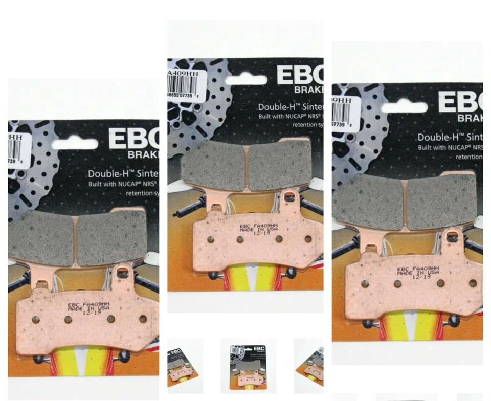 (3 Sets) EBC FA409HH Double-H Sintered Brake Pads Front & Rear for Harley-Davids - Image 1 of 2