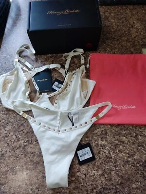 Conjunto de 2 piezas de sujetador de bikini con cable Eivissa marfil miel Foto 1 de 4