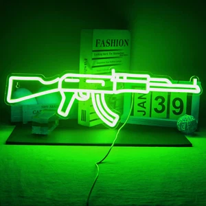 AK-47 Gun Neon Sign LED Wall Light, Cool Hanging Lamp for Man Cave, Game Room - Picture 1 of 16