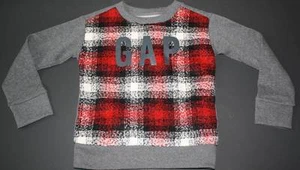 NWOT Gap Kids 2014 Alpine Red Plaid GAP Sweatshirt S M - Picture 1 of 3