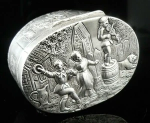 Decorative Sterling Silver Antique Snuff Box, Chester 1904, Maurice Freeman - Picture 1 of 10