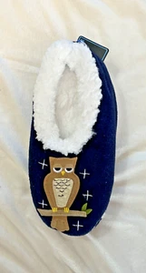 SNOOZIES women's night owl navy blue cozy slippers M 7/8 - Picture 1 of 4