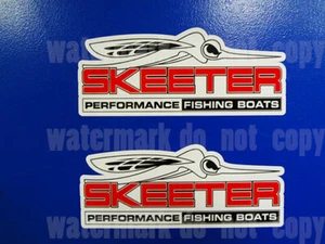 2x Skeeter White Sponsor Stickers Decals Fishing Boat Lure Trailer Tackle Box - Imagen 1 de 2