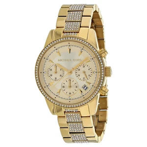 OROLOGIO MICHAEL KORS MK6597 RITZ CRISTALLO ORO CRONOGRAFO UNISEX - Foto 1 di 10