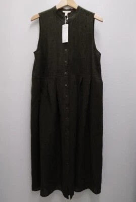 Eileen Fisher New Size M, L, XL Seaweed Puckered Organic Linen Pleated Dress - Image 1 of 4