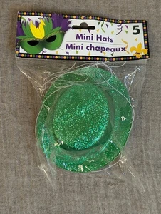 New Mardi Gras Saint Patrick's Day 5 Green Glitter Mini Top Hats Party Favors... - Picture 1 of 8