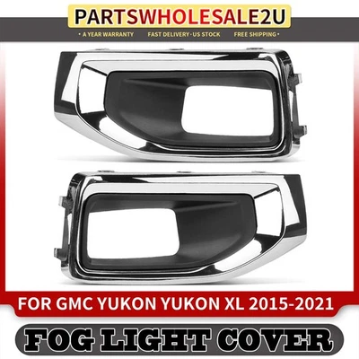 Cubierta de bisel de luz antiniebla delantera 2 piezas para GMC Yukon Yukon XL 2015 2016 2017 2018-2020 Foto 1 de 4