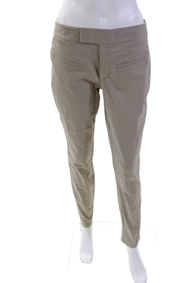 Pantalones para mujer Nanette Lepore cierre de gancho frente plano pierna recta beige talla 6 Foto 1 de 4