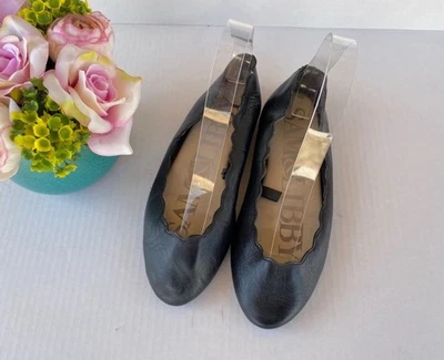 Sapatilhas de balé femininas Sam & Libby couro preto tamanho 6.5 acabamento vieira conforto - Imagem 1 de 4