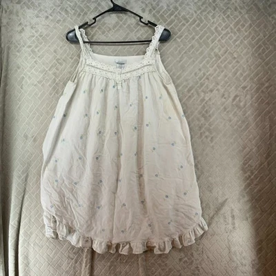 Adonna Womens M Pajama Dress Night Gown Short White Embroidered Flowers Lace - Image 1 of 4