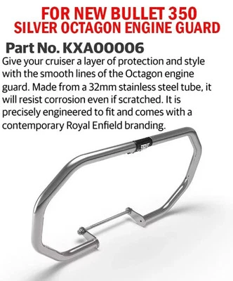 Genuine Royal Enfield "Silver Octagon Engine Guard" New Classic 350/ Meteor - Image 1 of 4