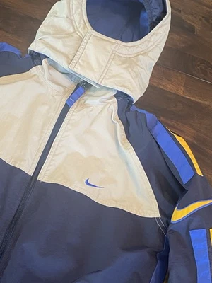 NIKE Winter Coat Reversible Youth Large (14-16) Blue Yellow Hood Pockets Warm - Image 1 of 4