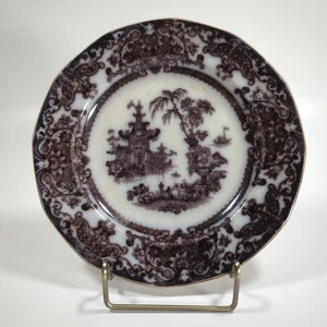 Mulberry/Black Transferware Plate 8.5" COREAN by Podmore, Walker 1834-1859 - Picture 1 of 4