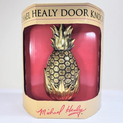 Llamador de puerta de piña de Michael Healy latón pulido y resaltado CAJA ABIERTA Foto 1 de 4